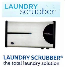 laundry scrubber product description image on white background
