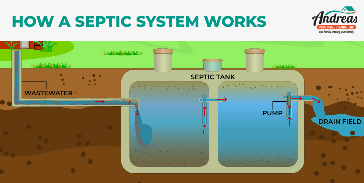 graphic of how a residential septic system works